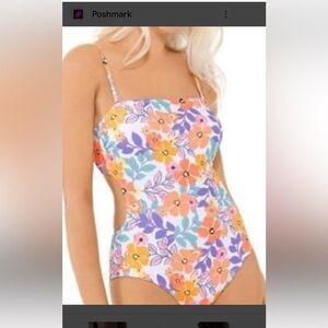 Ninety Orange and Purple One Piece Swimwear Vibrant Floral Design